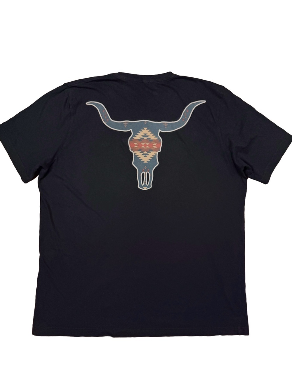 Pendleton Black Short-Sleeve Tee with Southwestern Longhorn Graphic